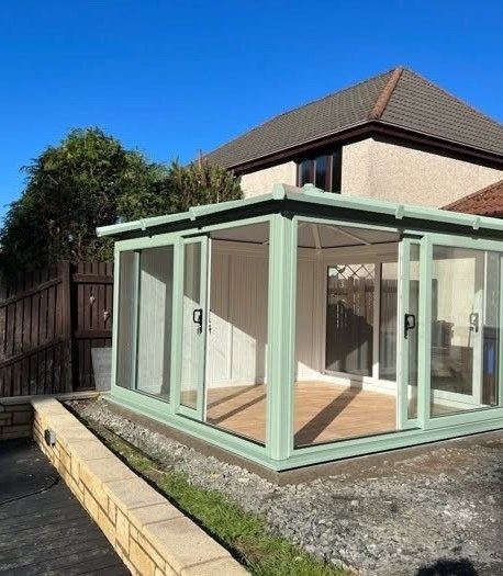 Sage green garden room